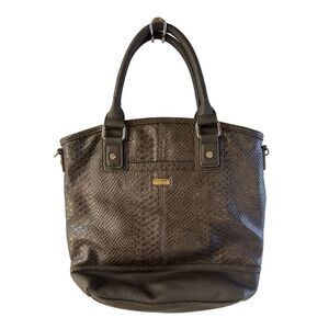 Jewell 31 thirty-one gray faux animal leather mini bucket tote bag12x11" (peelin